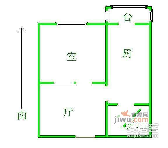 府湖里1室1厅1卫37㎡户型图