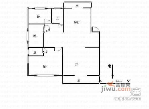 新福方里3室1厅1卫户型图