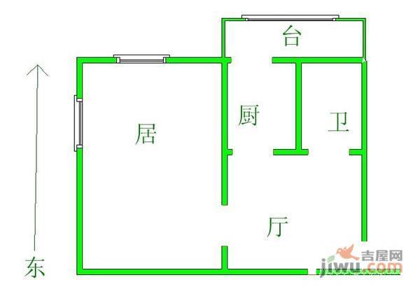 爱国北里1室1厅1卫40㎡户型图