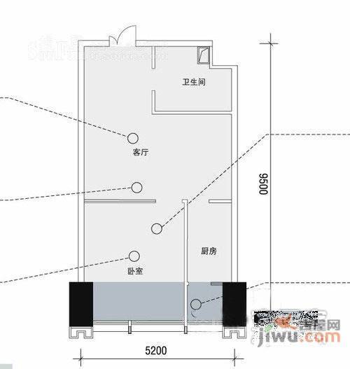 金茂现场1室1厅1卫59㎡户型图