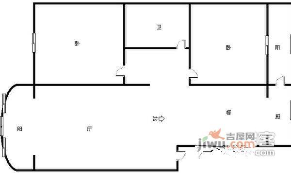 龙滨园2室2厅1卫113㎡户型图