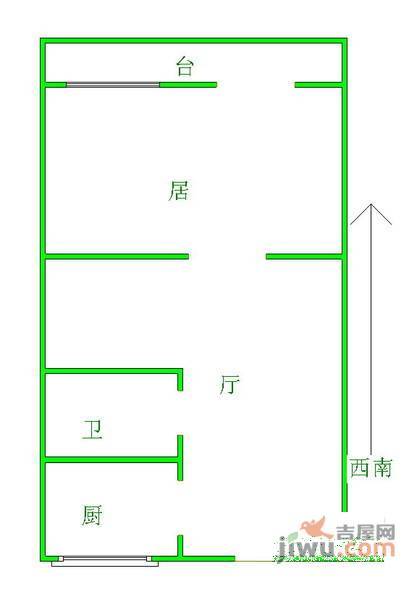 重华南里1室1厅1卫47㎡户型图