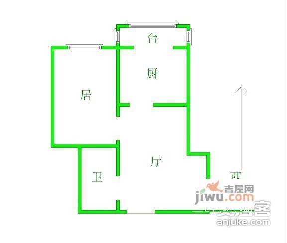 重华南里1室1厅1卫47㎡户型图