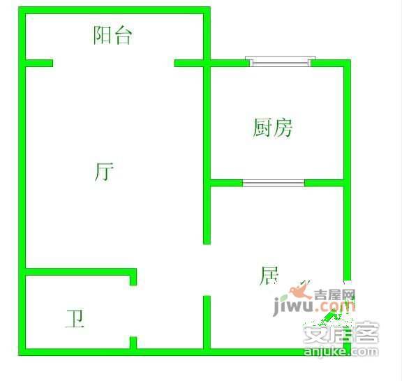 重华南里1室1厅1卫47㎡户型图