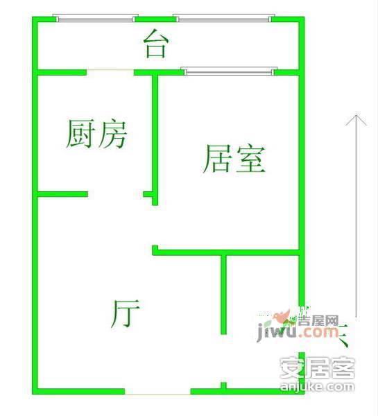 重华南里1室1厅1卫47㎡户型图