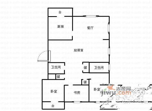 福盛花园3室2厅2卫145㎡户型图