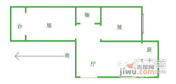 利合里2室1厅1卫57㎡户型图