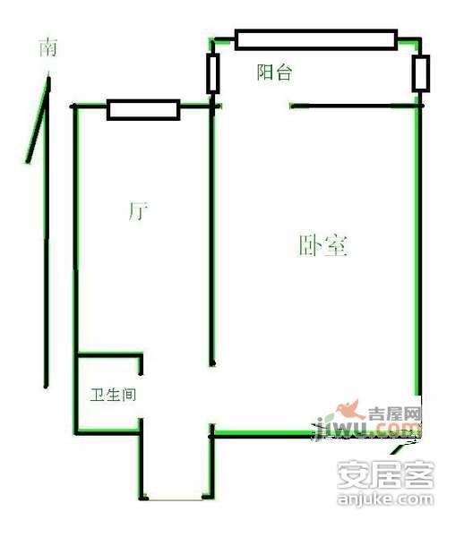 十一段社区1室1厅1卫33㎡户型图