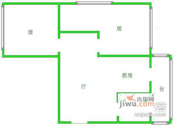 十一段社区2室1厅1卫60㎡户型图