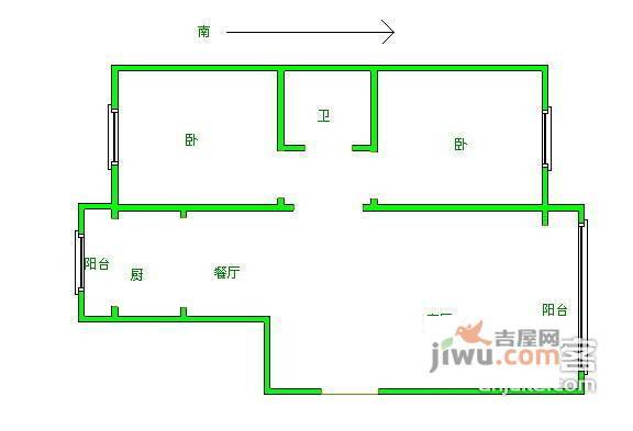 雅园2室2厅1卫107㎡户型图