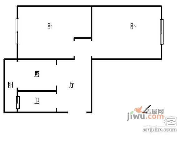 永进楼2室1厅1卫60㎡户型图