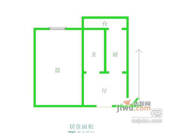 迎水南里1室1厅1卫49㎡户型图