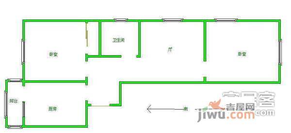 高风里2室1厅1卫65㎡户型图