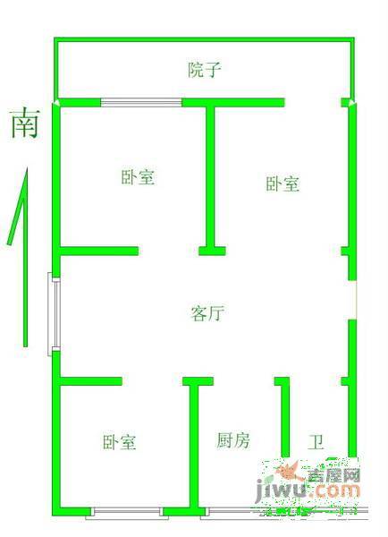 米兰水西园3室1厅1卫109㎡户型图