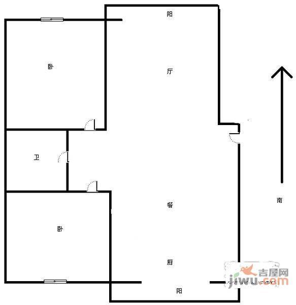 碧轩园2室2厅1卫118㎡户型图