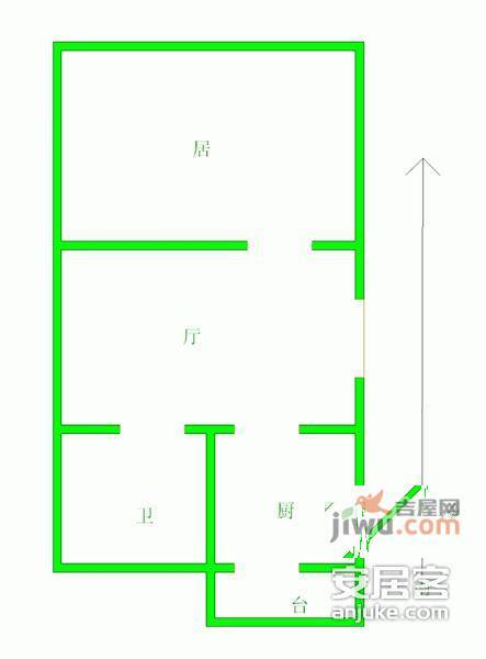 燕园里1室1厅1卫50㎡户型图