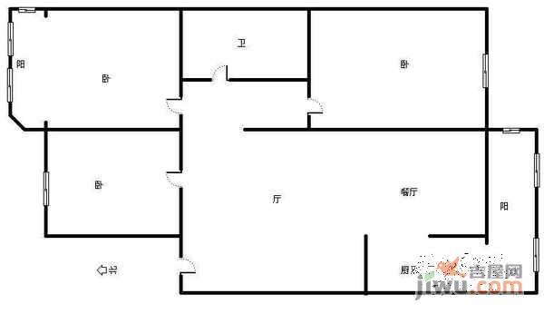 绮水苑3室2厅1卫126㎡户型图