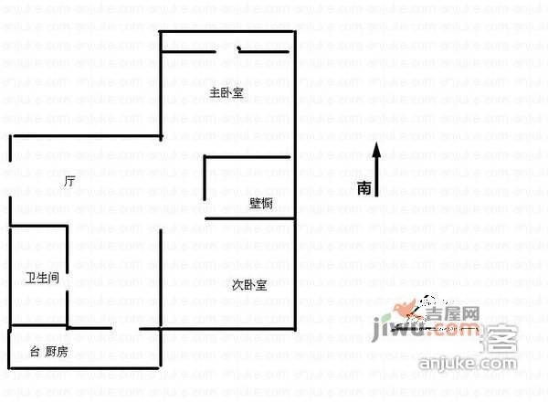 义兴里2室1厅1卫66㎡户型图