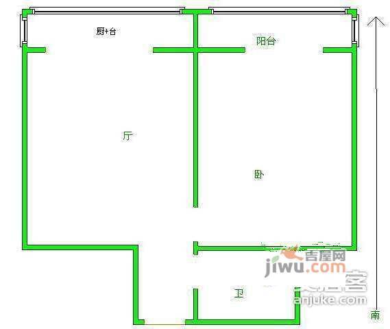 随园公寓1室1厅1卫64㎡户型图