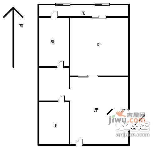 随园公寓1室1厅1卫64㎡户型图