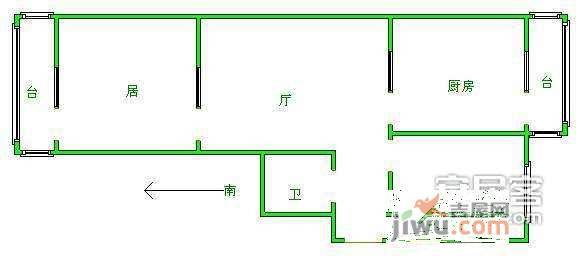 紫光苑2室1厅1卫92㎡户型图