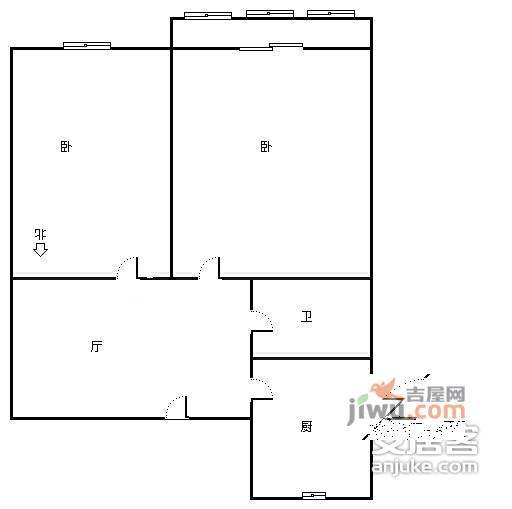 三友里2室1厅1卫72㎡户型图