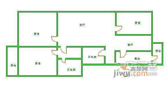 富方园3室2厅1卫135㎡户型图