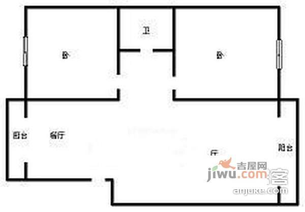 富方园2室2厅1卫140㎡户型图