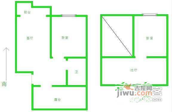 第六大道陆典庭园1室1厅1卫70㎡户型图