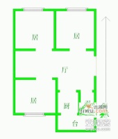 东锦里3室1厅1卫106㎡户型图