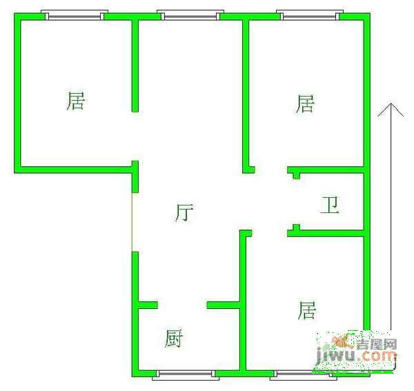 怀远里2室1厅1卫52㎡户型图