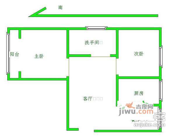 民安里2室1厅1卫61㎡户型图