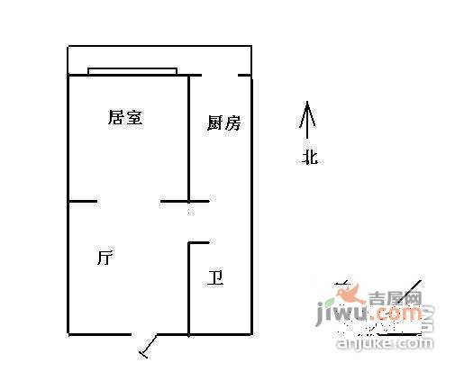 谦益里1室1厅1卫52㎡户型图