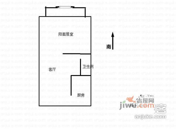 谦益里1室1厅1卫52㎡户型图