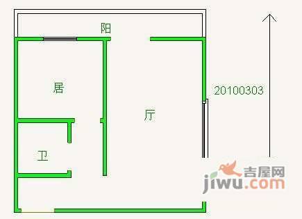 华屏里1室1厅1卫42㎡户型图