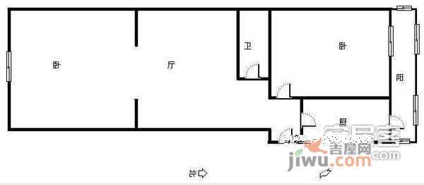 华屏里1室1厅1卫42㎡户型图