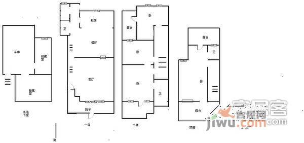 第六田园优仕庭园4室3厅3卫380㎡户型图