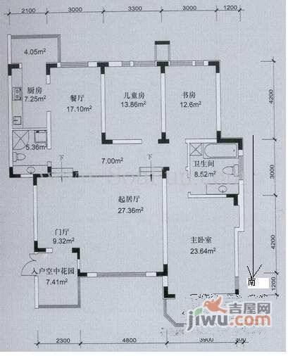 第六田园优仕庭园3室2厅2卫200㎡户型图