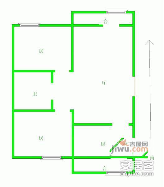 金谷园2室1厅1卫116㎡户型图