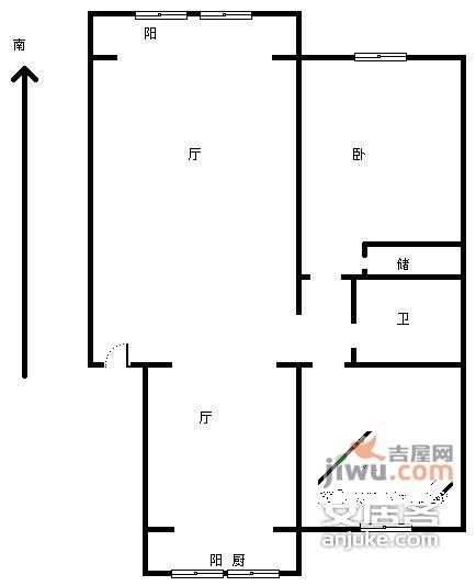 金谷园2室2厅1卫108㎡户型图