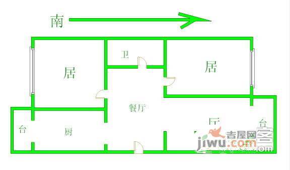 香水园2室2厅1卫1125㎡户型图