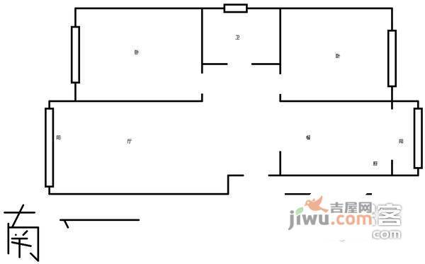 水木天成2室1厅1卫137㎡户型图