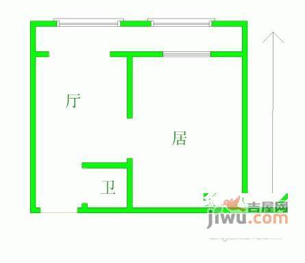 咸阳北里1室1厅1卫39㎡户型图