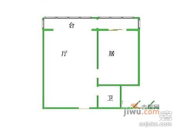 地毯路1室1厅1卫35㎡户型图