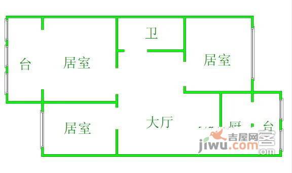 玫瑰花园3室1厅2卫105㎡户型图