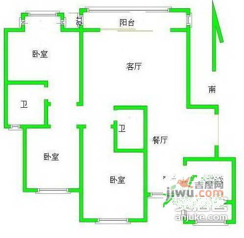 汇名园3室2厅2卫178㎡户型图