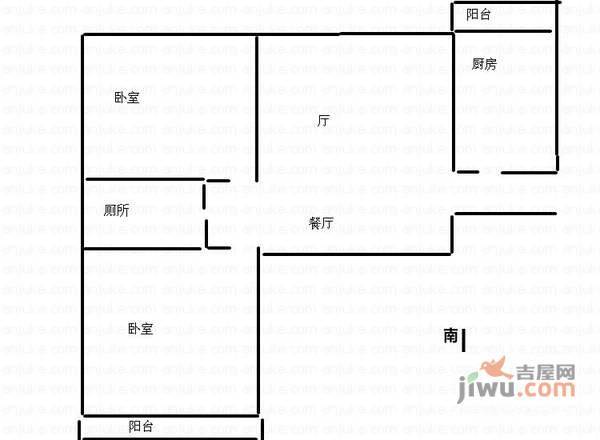 科海公寓2室1厅1卫96㎡户型图