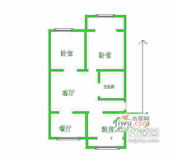 银河公寓2室2厅1卫98㎡户型图