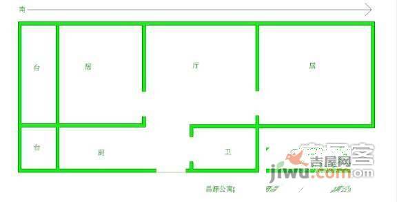 恒山里2室1厅1卫59㎡户型图