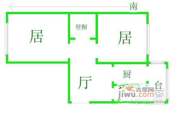 静安里2室1厅1卫58㎡户型图